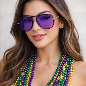 Purple w/Gold Aviator Sunglasses